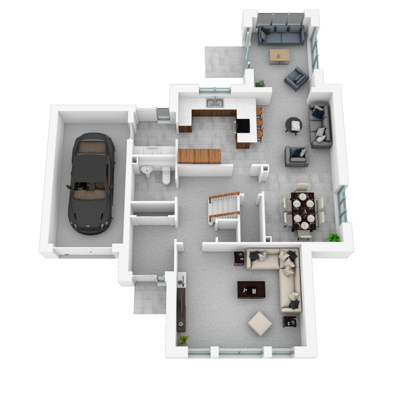 Springfield Properties New Homes In Scotland - Culbin - AS 02 Springfield Central The Culbin Ground floor with sunroom