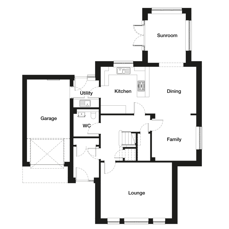 Springfield Properties New Homes In Scotland - Culbin North - Culbin North AS GF OPEN with Sunroom
