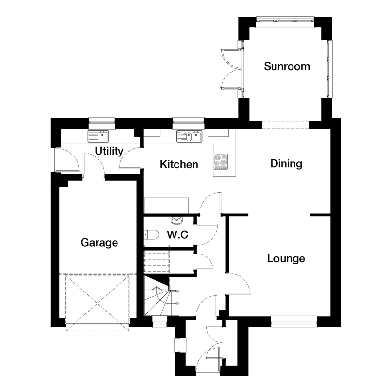 Springfield Properties New Homes In Scotland - Crail North - AS 05 Crail NTH ground floor with sunroom