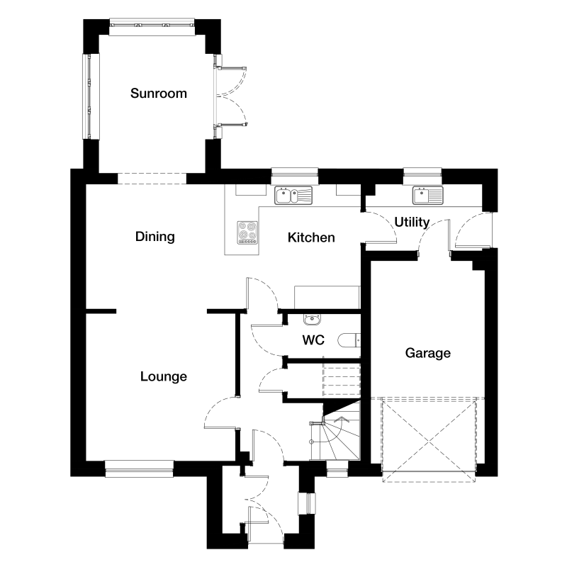 Springfield Properties New Homes In Scotland - Crail North - OP 05 Crail NTH ground floor with sunroom