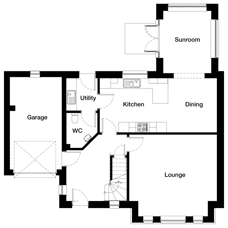 Springfield Properties New Homes In Scotland - Kintore North - AS 05 Kintore North GF with sunroom