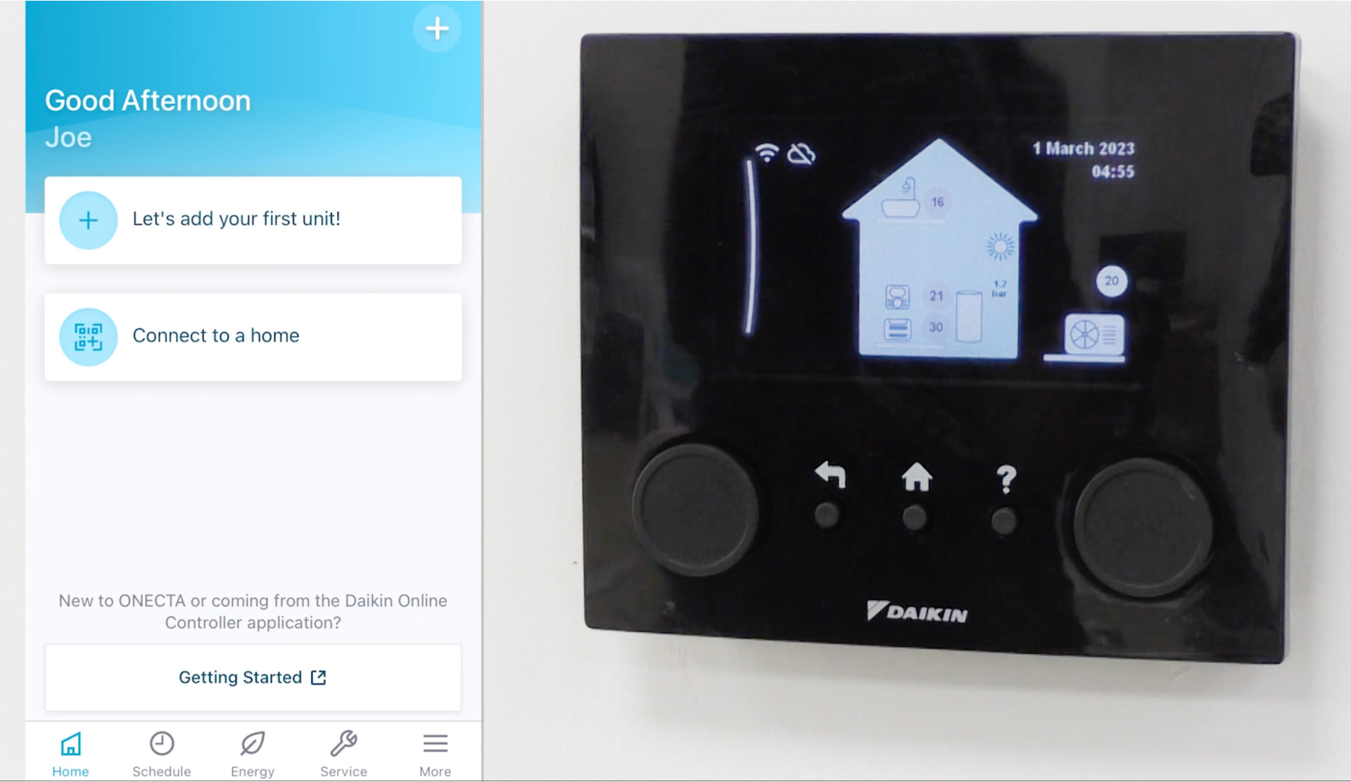 Control heating using an app