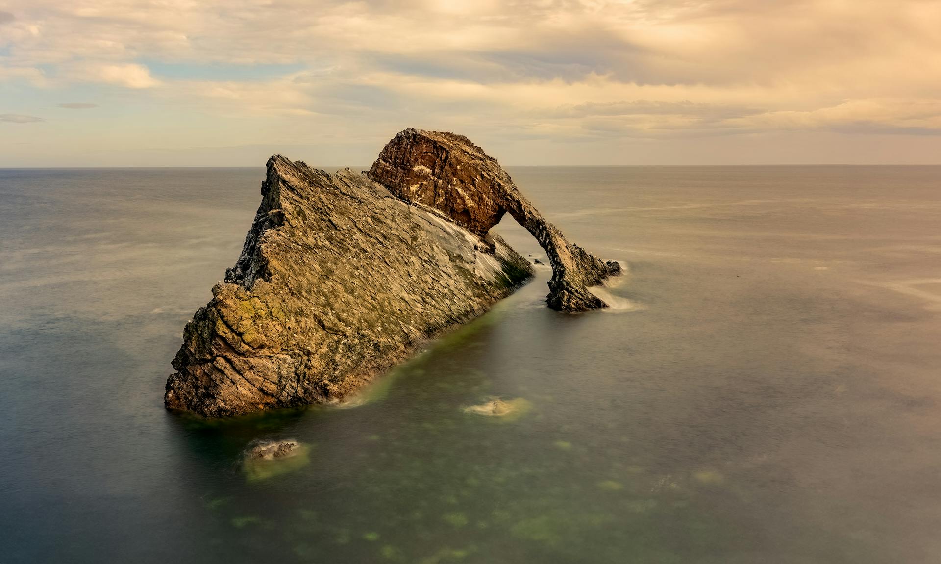 Bow Fiddle Rock near Portknockie, Moray.